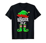 The Singer Elf Matching Group Family Christmas Gift Funny T-Shirt