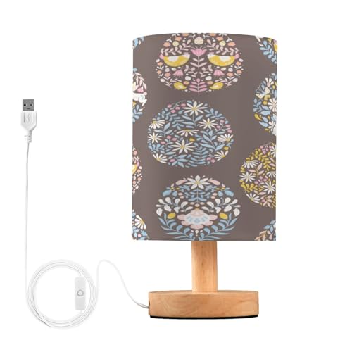 SDMKA Easter Eggs Pattern Bedside Table Lamp for Bedroom, Minimalist Nightstand Lamp with Round Fabric Shade for Living Room, Office, No Bulb Required