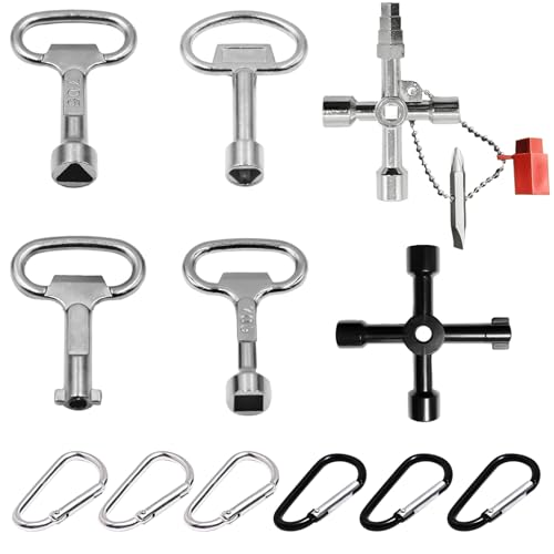 Scettar Lot de 12 Clé Multifonction,Clé Triangle Passe Partout,Clé Coffret edf/gaz/enedis/grdf,Multifonction Clef Passe Partout pour Armoire Electrique et Robinet