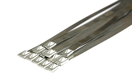 Pro Tie Heavy Duty Wide Stainless Steel Cable Ties for Indoor and Outdoor Use, 316 Marine Grade Stainless Steel | 14.2-Inch, 100 lbs. Tensile Strength, 25-Pack (PN: SS14HDW25)