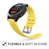 MoKo Strap Compatible with Garmin Fenix 7/7 Pro/6/6 Pro/5/5 Plus/Forerunner 965/955/945/Instinct Solar/Instinct 2, Quick Fit 22mm Silicone Replacement Sport Watch Band, Yellow