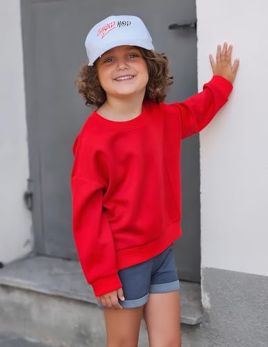 Image of Arshiner Girls Crewneck Sweatshirt Long Sleeve Pullover Tops Drop Shoulder Sweatshirts Side Split