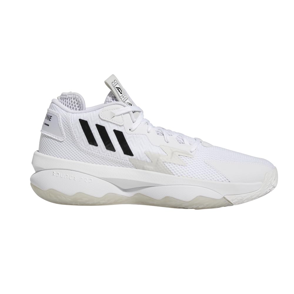 adidas Unisex Dame 8 Basketball Shoe, White/Black/Grey, 9.5 US Men