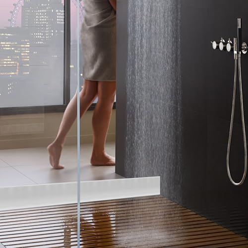 AiVeUao 4'' High Shower Threshold Water Dam, 79" Long Collapsible Shower Water Splash Guard, Self-adhesive Shower Barrier by AiVeUao - Used condition - Image 7