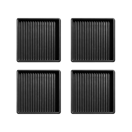 3 * 3 Inch Square Rubber Caster Cups, 4-Piece Set