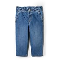 Amazon Essentials x Sofia Grainge Baby Mädchen Jeans mit Geradem Bein und Rüschen, Medium Indigo Wash, 24 Monate