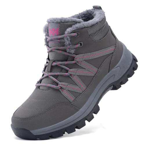 Women Snow Boots Warm Comfortable Waterproof Lace Up Anti-Slip Warm Ankle Winter Booties Fashion Sneaker Boots