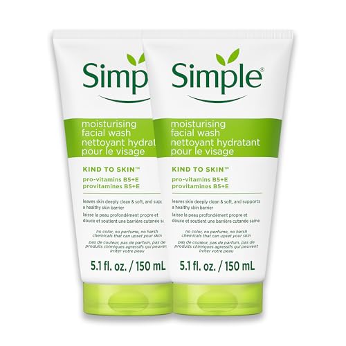 Image of Simple Kind To Skin Moisturizing Face Wash - Facial Cleanser with Vitamin B5 and E - Removes Oil, Dirt, and Other Impurities - Sulfate Free - 2 pc