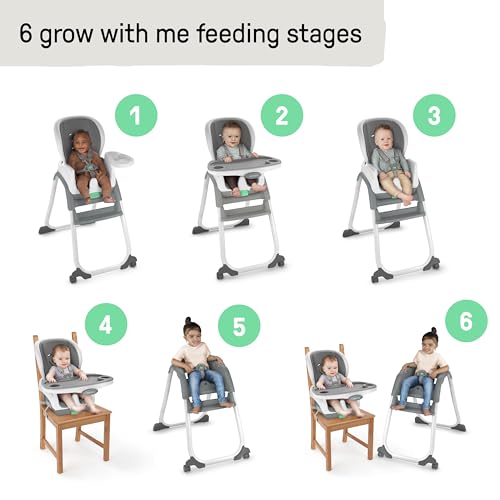 ingenuity full course smartclean 6-in-1 high chair  smartclean eva foam 5 point safety harness 2 dishwasher safe trays  slate