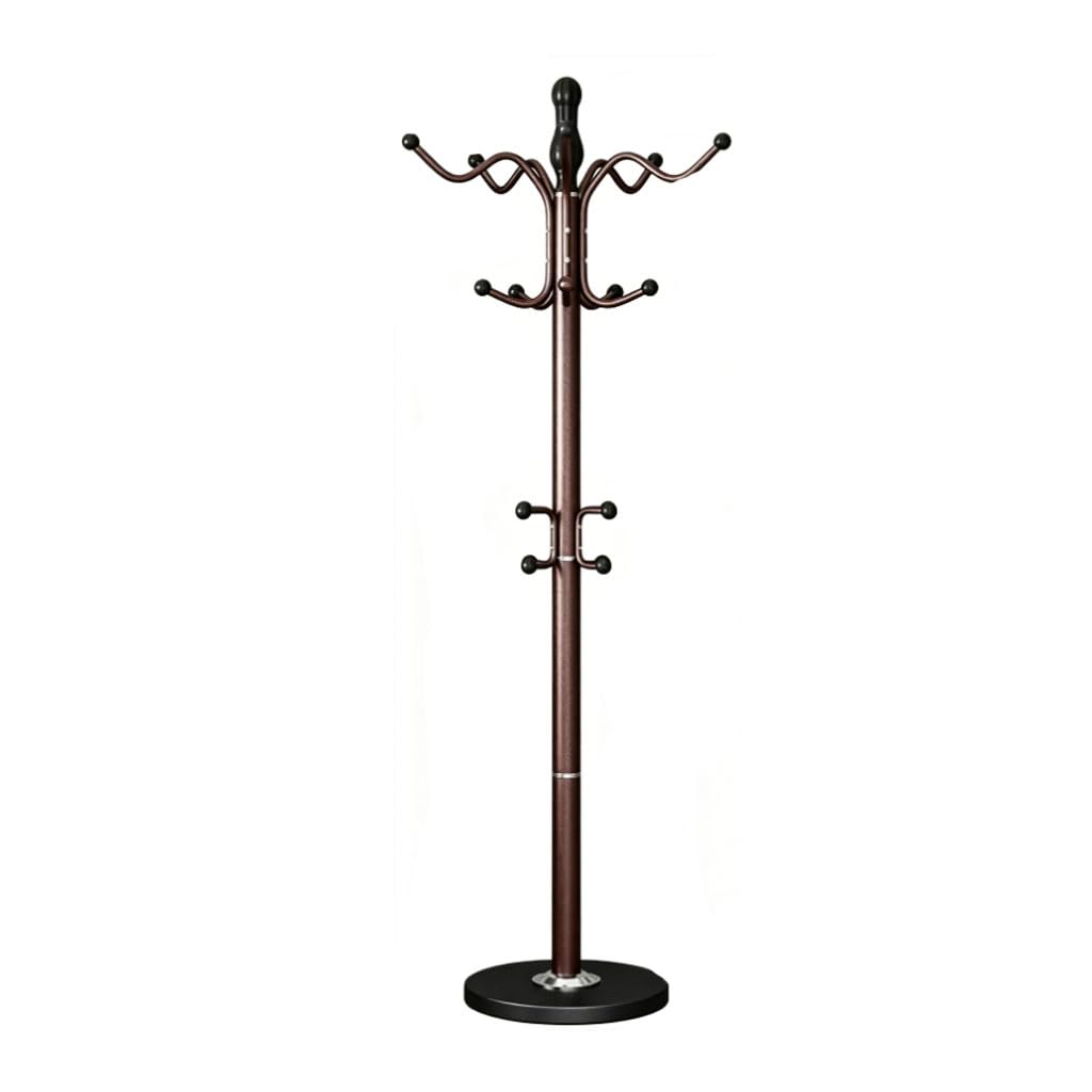 HRGKLMN Metal Coat Rack Freestanding Coat Stand Modern Coat Hanger Stand with Round Base And Multiple Hooks Stylish for The Entrance Area,Brown