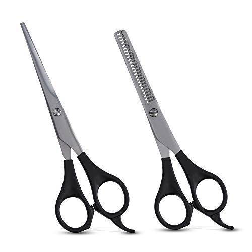 Hair Cutting Scissors Kit Professional 6.5" - Hair Cutting Set Black Stainless Steel