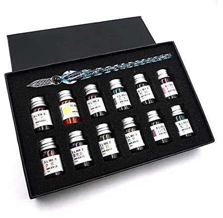 Crystal Glass Dip Fountain Pen with 12 Ink Set. Handmade Crystal Calligraphy Pen with 12 Colorful India Ink for Art, Signatures, Drawing, Decoration, Calligraphy Kits for Beginners.-image-38