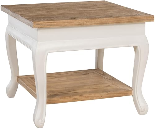 CLP Table Basse en Bois carrée 60x60 cm Thordis, Table de Salon avec 2 Niveaux avec Rangement, Table d'appoint Petite Shabby Chic Rustique,...