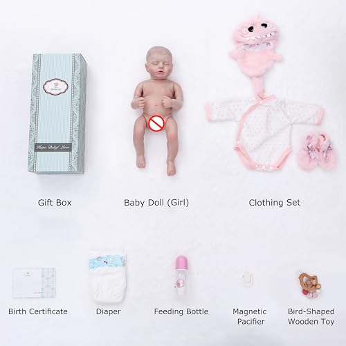 Image of Reborn Baby Dolls Girl, 20 Inch Realistic Full Vinyl Baby Doll | With rattle toy, baby doll clothes and accessories, lifelike hand-painted details, for pretend play, gifting, and collecting