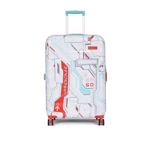 Image of uppercase Cyber Punk (Large) 76Cms Check-In Inline Trolley Bag For Travel|Polycarbonate Hardshellsided Printed Luggage|Combination Lock|8 Wheel Trolley Bag|Suitcase For Unisex|(White),H-75.5 cms