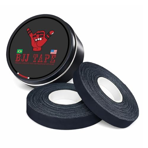 REBEL X BJJ Tape - Athletic Finger Sports Tape for Brazilian Jiu-Jitsu 1/2 inch X 45 feet Martial Arts MMA Sports Wrap Athletic Tape Strong Adhesive Injury Support 2-Pack (Black)