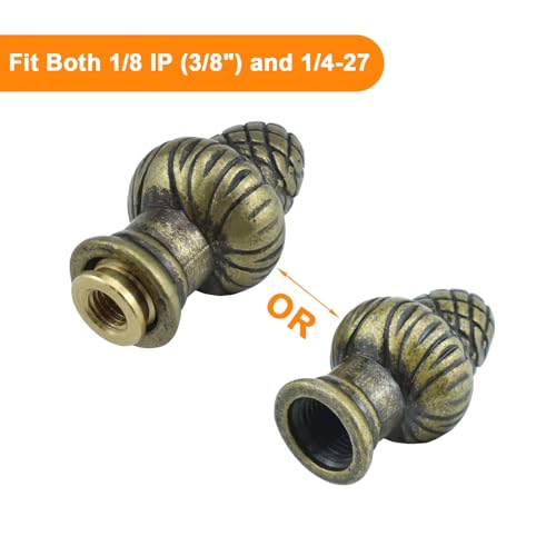 Marrteum LAMPFINIALS-S-BRZ-2P Bronze Brass Solid Lamp Finial Cap Knob Retro Lamp Finial Decoration With Dual-Thread Screw For Lamp Shade Holder Harp Tops thumb #2