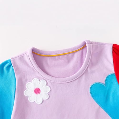 Girls Short Sleeve Cotton Summer Cute Rainbow Dress Kids Baby Toddler A-Line Princess Casual Party Dresses for 2-7 Years4