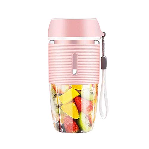 MANMEI-Portable Blender Cup,35-50W for Fruit Juice, Milk Shakes, 400ml Baby Juice Cup with Two 3D Blades for Great Mixing USB Charger Cable?Great for Home Office Sports Travel Outdoors? (Pink)