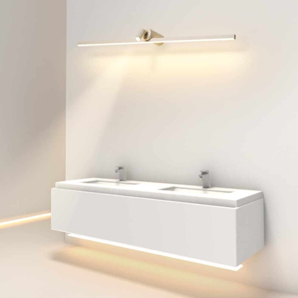 Nowoczesna lampa ścienna LED z lustrem i regulowanymi reflektorami, do sypialni, salonu, jadalni, biura, korytarza i schodów