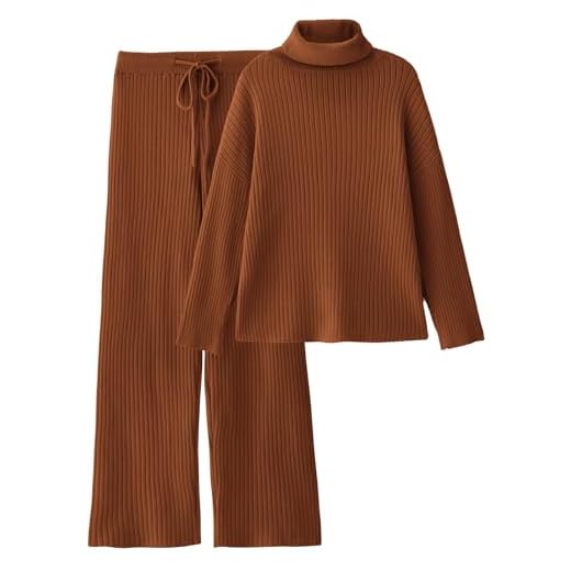 25 Cozy Winter Outfit Ideas for Women (Style Guide) 2 Two Piece Turleneck Sweater Matching Lounge Set