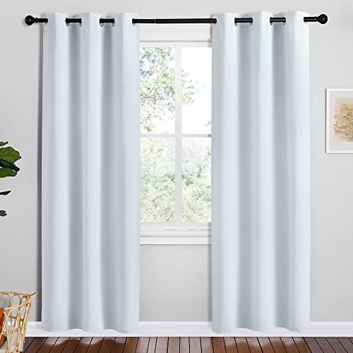 Image of NICETOWN Room Darkening Draperies Curtains Panels, Greyish White, 2 Panels, 42 by 78, Window Treatment Thermal Insulated Grommet Room Darkening Curtains /Drapes for Bedroom