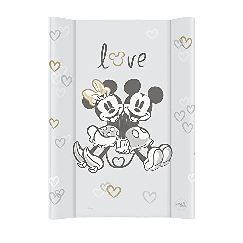 Cambiador de pañales de lujo unisex con cuña, con lados curvados, diseño de Minnie y Micky Mouse Gris