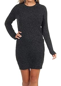 VERO MODA Mini Strickkleid Meliert Langarm Rundhals Regular Fit Kleid Kurz Basic Oberschenkellang VMDOFFY