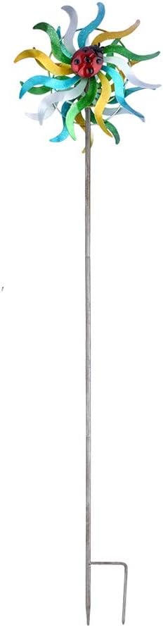 Iron Art Craft Outdoor 3D Wind Spinner Reflective Painting and Rustless Windmill for Outdoor Yard Lawn Garden Decorations(E)