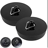 Gummi Stöpsel für Spülbecken, 2 Pack, in schwarz, Ø 44 mm auf 42 mm Oberseite auf Unterseite, Ablauf Stopfen für 1 3/4