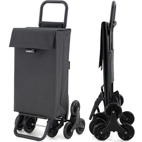 GARMOL Carro Compra Plegable 48L, 8 Ruedas, Negro