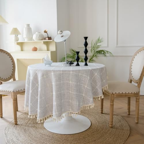Nappe de repas en extérieur ronde de 140 cm en mélange coton et polyester de qualité supérieure
