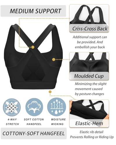 Image of RUNNING GIRL High Impact Sports Bras for Women, High Support Running Strappy Women's Sports Bra with Sewn in Pads
