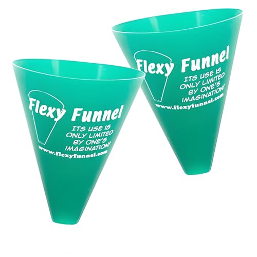 Flexy Funnel Green Silicone Funnel Tool (3 Inch) Folding Funnel for Liquids & Powders Formable Tool for Kitchen, Automotive, Lab & Arts & Crafts (2 Pack)