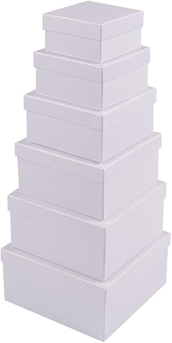 Miniatura 6 de Lyforpyton Cajas de regalo cuadradas con tapas, juego de 6 cajas de regalo blancas para dama de honor, propuesta de boda, cumpleaños, baby showers