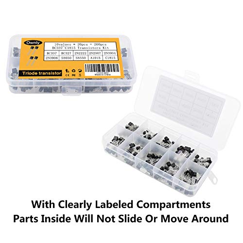 200Pcs 10Values Transistors Assortment Kit, A1015 Bc327 Bc337 C1815 S8050 S8550 2N2222 2N2907 2N3904 2N3906 Pnp Npn Transistor Kit, Power General Purpose Transistor Assortment Kits #TOP3