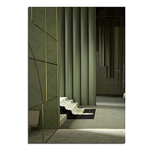 Affiche murale moderne de bâtiment pour salon | Tableau toile triptyque 60x80 cm sans cadre