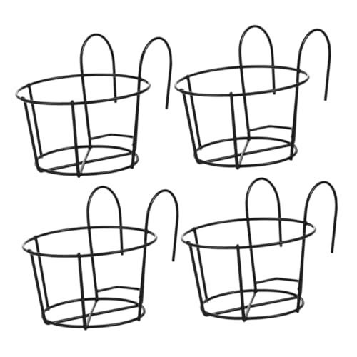 Alasum 4 Piezas Soporte de Macetas Colgante de Hierro para Balcón de Unidades Diseño Redondo Soporte para Plantas de Exterior Fácil Instalación para Jardín y Terraza