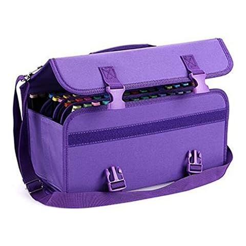 Elonglin Marker Pen Case 80/120 Slots Markers Carrying Bag Holder for Primascolor Marker and Copic Sketch Marker Paint Marker Dry Erase Marker Lipstick Organizer 120 Slots Purple Cover