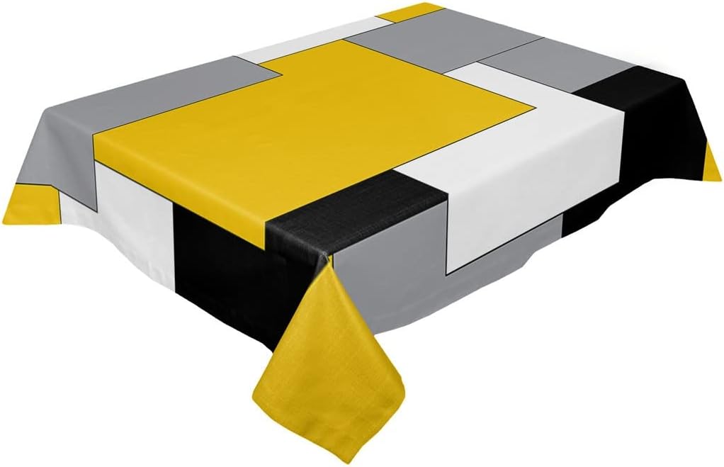 Yellow Color Abstract Art Waterproof Tablecloth Rectangular Table Cloth Dining Coffee Table Cover Kitchen Decor(153x259cm)
