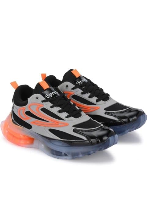 Sports Men's Running Sneakers, White and Blue, Lace-Up, Chunky Transparent Sole, Casual Athletic Shoes-image-14
