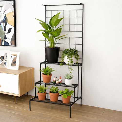 Image of Giore 4-Tier Plant Stand with Premium Black Finish, Large Indoor & Outdoor Living Room, Balcony & Patio, Flower Pot Display Shelf, Home Dcor, Plant stand For Balcony
