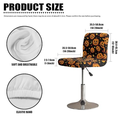 Image of Bar Stool Covers with Backs Elastic Counter Height Chair Covers Halloween Pumpkin Moon Waterproof Dust Proof Swivel Bar Stool Covers Slipcovers Set of 2