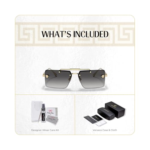 Versace VE2245 Rectangular Sunglasses for Women +BUNDLE with ACCESSORY EYEWEAR KIT2