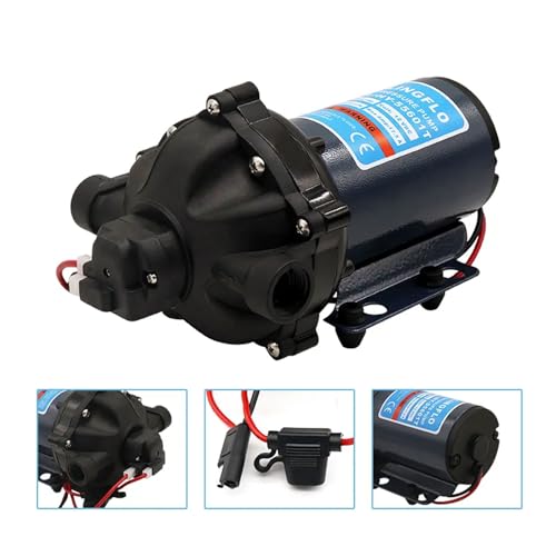 Image of 12V Water Diaphragm Pump-5.5 GPM 70 PSI, On-Demand, Self-priming, High Performance Automatic On /Off Water Pump for Marine, RV, Boat (HY-55701t)