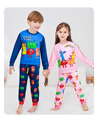 Didadi boys Long Shirt Pants Sets Costume Cartoon Home Daily Playwear Causal Wear, D-blue, 3-4T