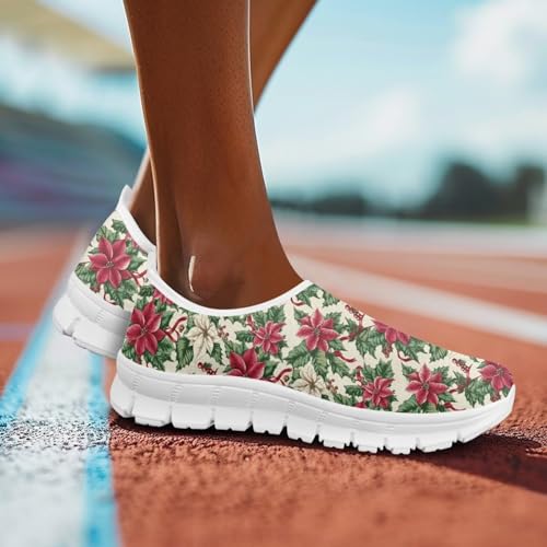 Image of Floral Sneakers for Women Colorful Art Shoes for Women Slip On Casual Work Shoes
