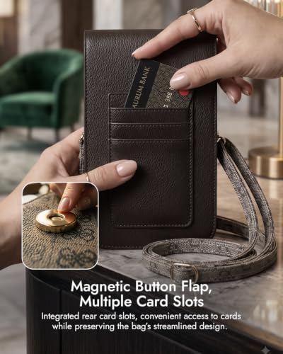 Image of CG MOBILE Guess Universal Wallet Crossbody Bag Official Licensed, Grained PU Leather with Classic Logo & Strap, Protective Smartphone Sling Pouch & Travel Shoulder Wallet Bag for Men & Women -Black