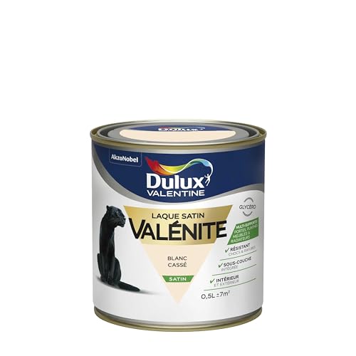 Dulux Valentine Peinture Laque Valénite Glycéro multisupport intérieur-extérieur – Grande résistance pour boiseries et ferronneries - aspect Satin Blanc Cassé...