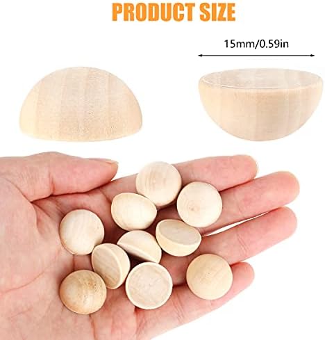 You's Auto 100pcs Half Wooden Beads Unfinished Half Round Wooden Balls Split Wooden Balls Mini Half(15mm,100pcs)